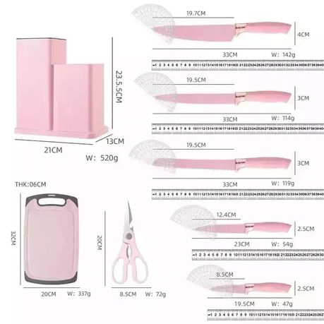 Silicone Kitchenware Kit 19 Pieces Knife & Spoon Set With Storage Rack pink