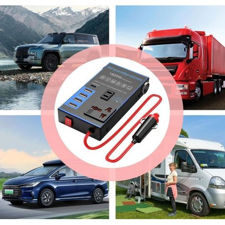 1500W Car Power Inverter - 12V/24V, 4 USB Ports, Fast Charging