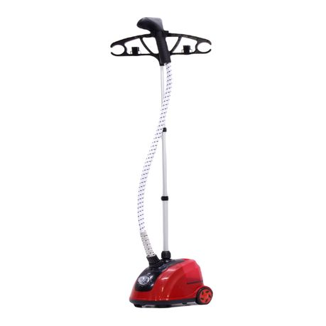 Standing Steam Iron - Garment Hanging Electric Ironing Steamer - Red